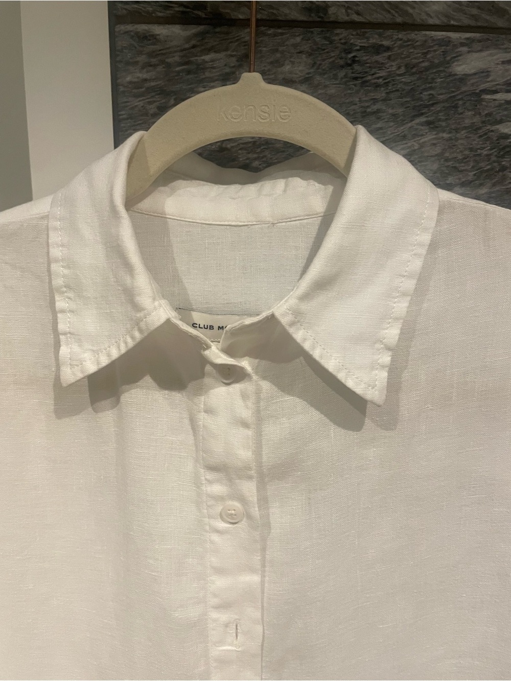 Club Monaco Oversized White Linen Women’s Button-Up Shirt